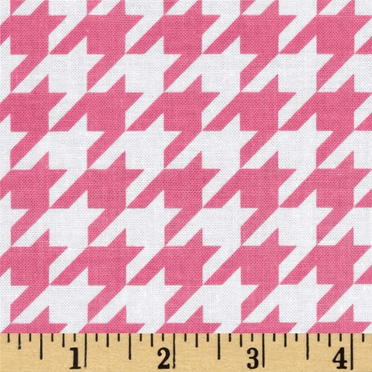 Riley Blake Medium Houndstooth Hot Pink Cotton Quilting Fabric 1/2 YARD