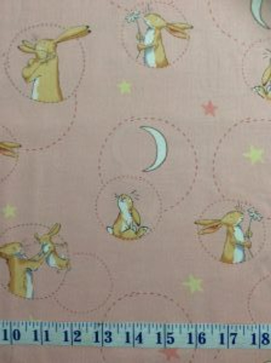 Guess How Much I Love You Bunny in Circles Pink Cotton Quilting Fabric 1/2 YARD