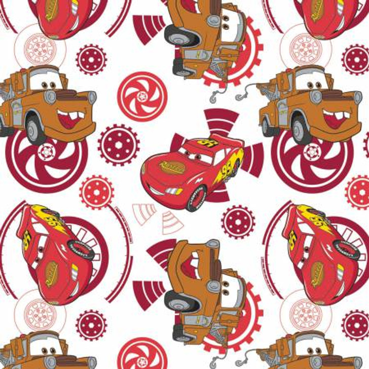 Disney Cars and Gears Ruby White Background