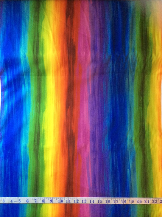 Rainbow Stripe Digitally Printed Cotton Quilting Fabric 1/2 YARD