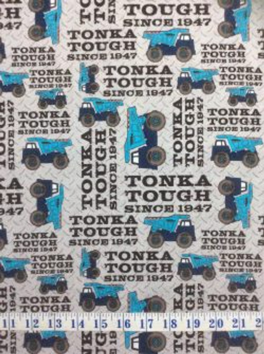Tonka Trucks Blue Tonka Tough Cotton Quilting Fabric 1/2 YARD