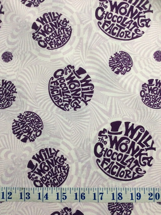 Willy Wonka Chocolate Factory Cream Cotton Quilting Fabric 1/2 YARD