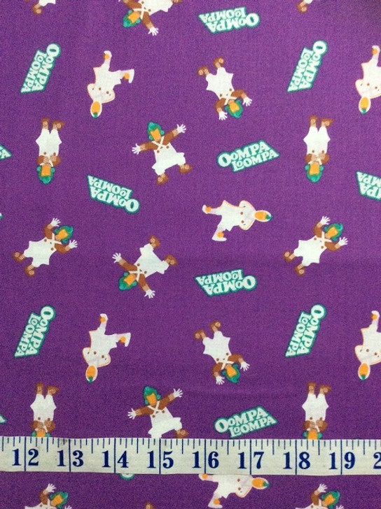 Willy Wonka Oompa Loompa Purple Cotton Quilting Fabric 1/2 YARD