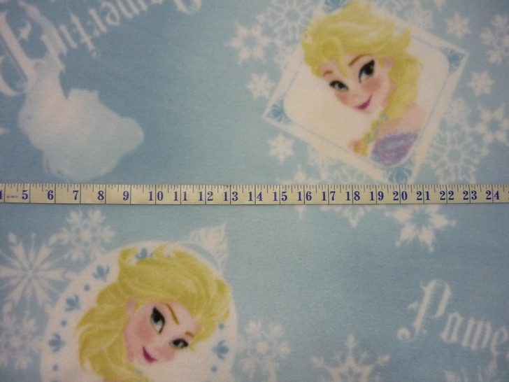Disney Frozen Elsa Light Blue Background FLEECE Fabric 1 YARD