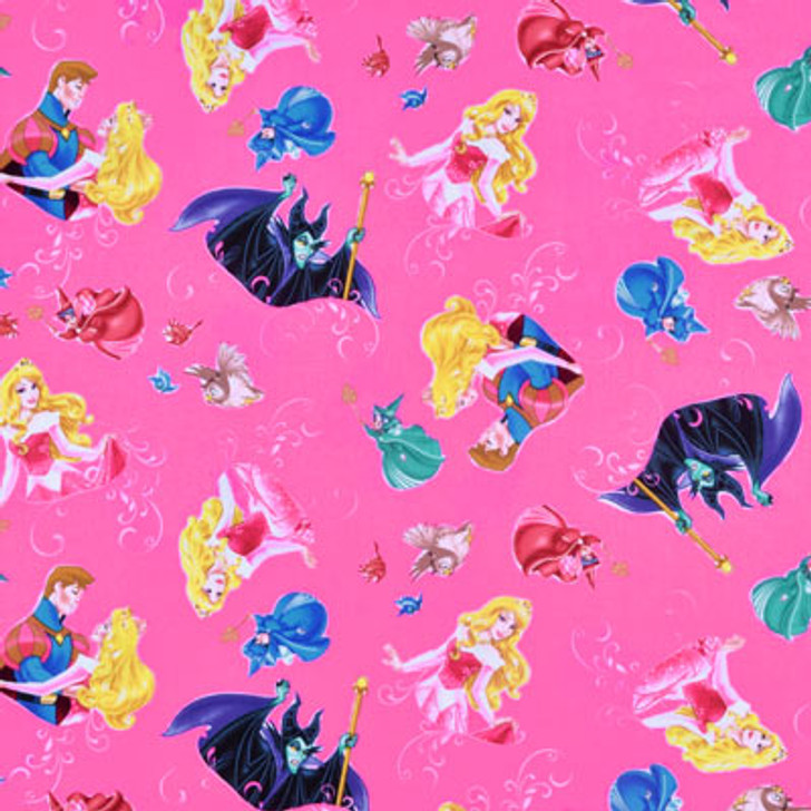 Disney Sleeping Beauty with Film Toss Cotton Quilting Fabric 1/2 YARD