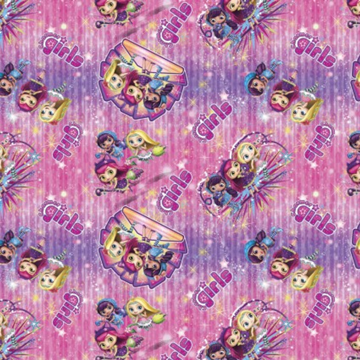 Little Charmers Charmer Girls Badge Toss Cotton Quilting Fabric 1/2 YARD