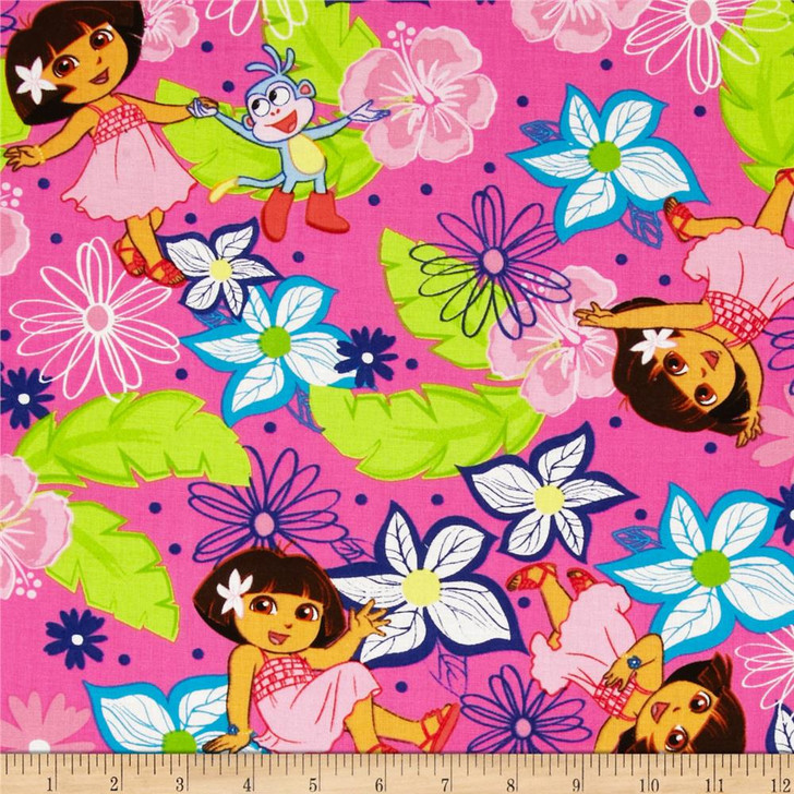 Dora A Day at the Beach Hawaiian Dora Cotton Quilting Fabric 1/2 YARD