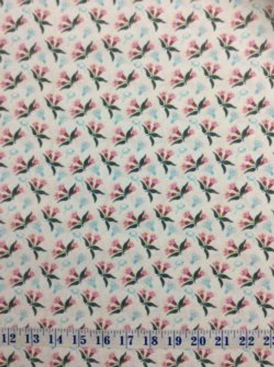 Australian Native Bouquet Gum Blossoms White Cotton Quilting Fabric 1/2 YARD