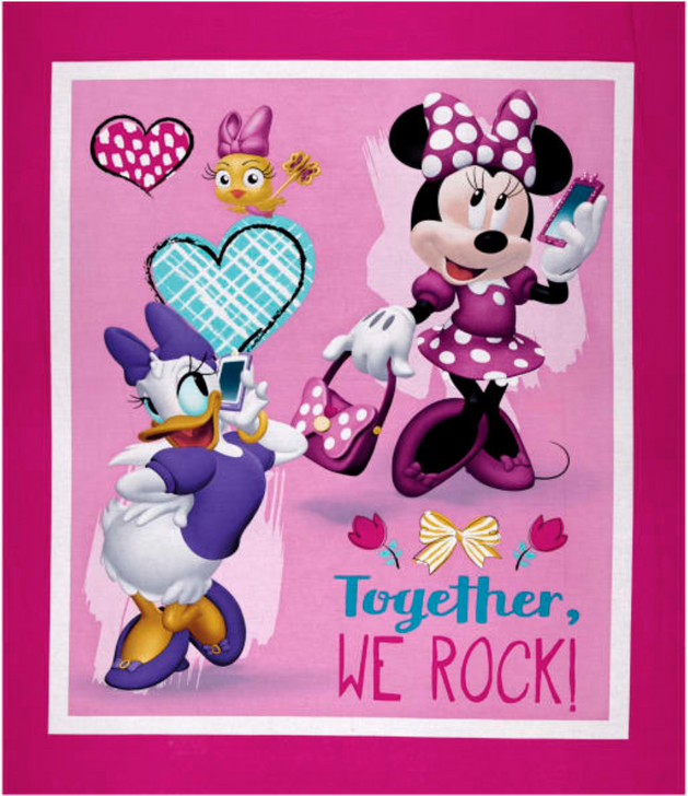 Disney Minnie Mouse and Daisy Together We Rock Cotton Quilting Fabric Panel