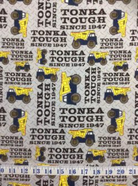 Tonka Trucks Yellow Tonka Tough Cotton Quilting Fabric 1/2 YARD