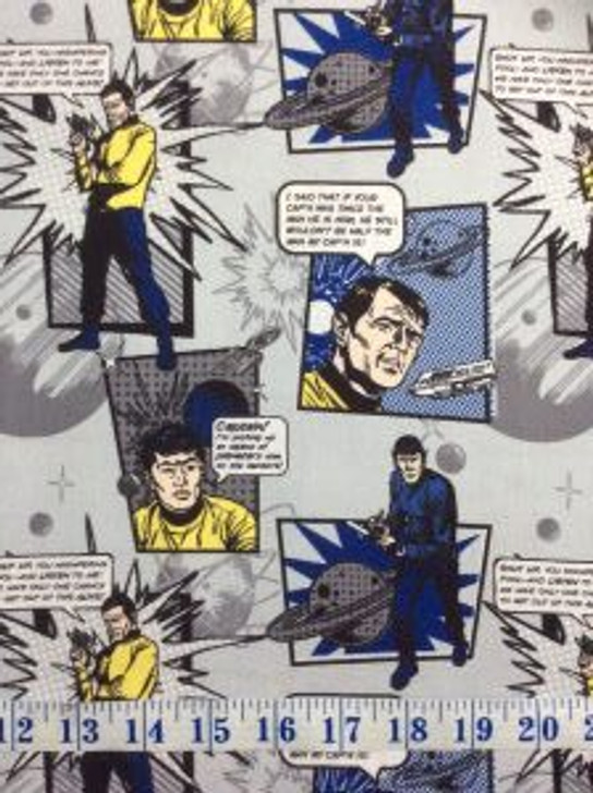 Star Trek Dr Spock Galaxy Pops Quotes Cotton Quilting Fabric 1/2 YARD