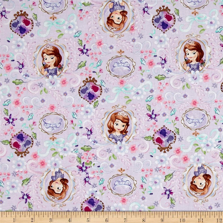 Disney Sofia the First Framed Multi Cotton Quilting Fabric 1/2 YARD