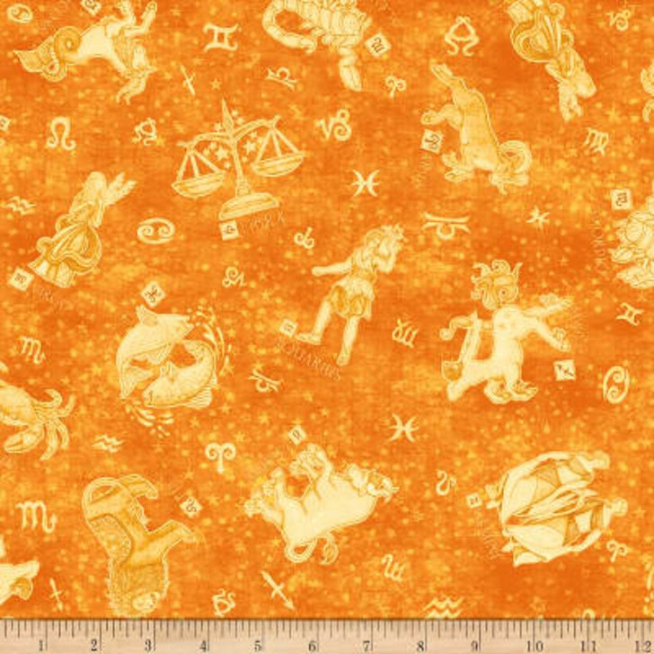 Zodiacs Butterscotch Intergalactic Quilting Treasures Cotton Quilting Fabric 1/2 YARD