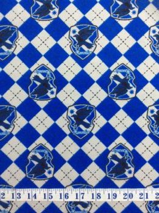 Harry Potter Wizarding World Ravenclaw Argyle Blue Cotton FLANNEL Quilting Fabric 1/2 YARD