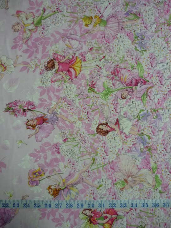 Petal Flowers Fairies Border Pink Michael Miller Cotton quilting Fabric