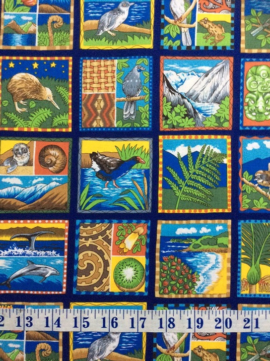 Images of Aotearoa New Zealand Patches Cotton Quilting Fabric