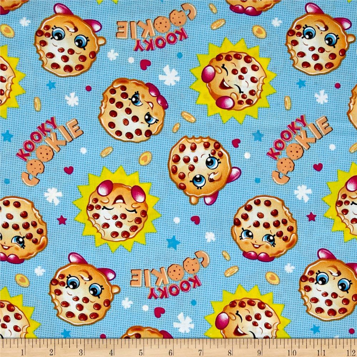 Shopkins Cookie with the Look Blue Background Cotton Quilting Fabric 1/2 YARD