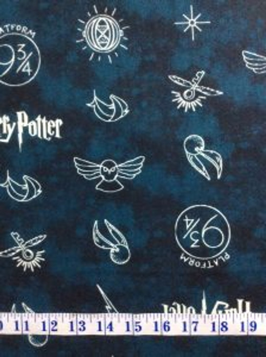 Harry Potter Symbols Dark Cream Cotton Quilting Fabric