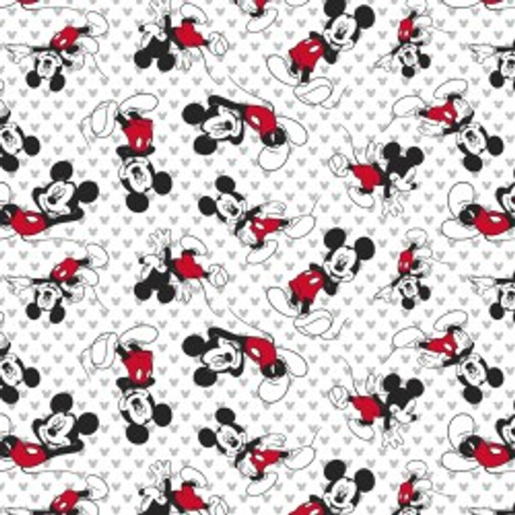 Disney Mickey Mouse Tossed Licensed STRETCH KNIT Fabric 1/2 YARD