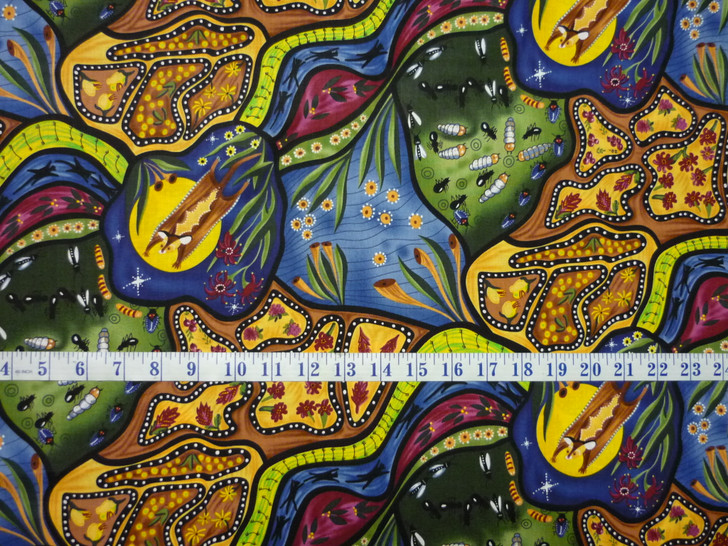 Aboriginal Art Bambillah Nambooka Australian Flying Glider Cotton Quilting Fabric 1/2 YARD