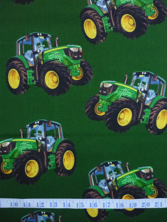 Tractor Toss Farm Machines  Large Green 7105L Cotton Quilting Fabric 1/2 YARD