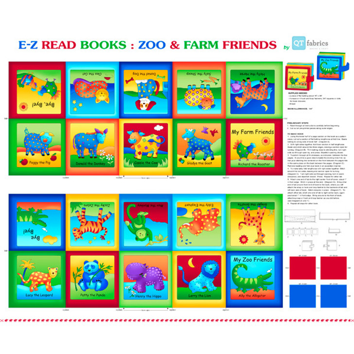 Zoo and Farm Friends Sew and Go XIII Cotton Quilting Fabric Book Panel