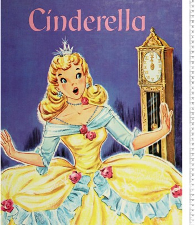 Disney Cinderella Story Time Vintage Cotton Quilting Fabric Panel