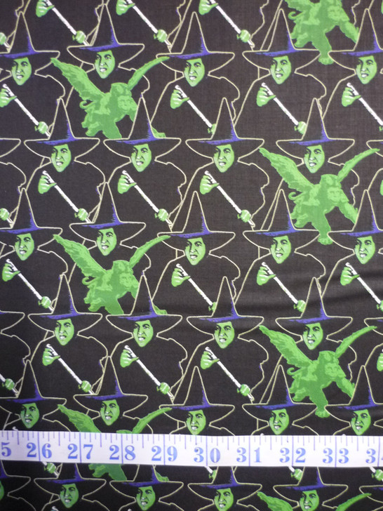 Wizard of Oz Wicked Witch Black Cotton Quilting Fabric