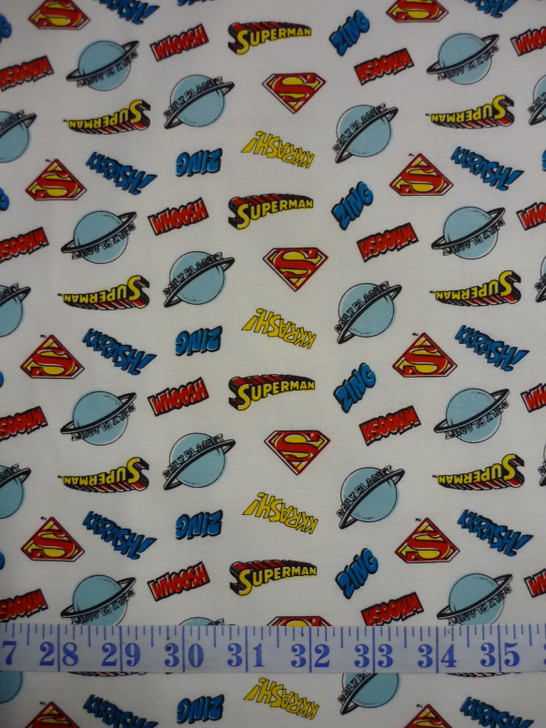 Superman WHAP White Background Cotton Quilting Fabric