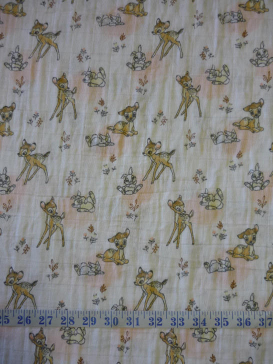 Disney Sentimental Bambi and Thumper Double Gauze Cotton Fabric