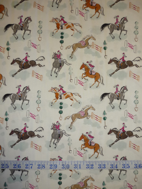 Best in Show Gymkhana Horses Cotton Quilting Fabric