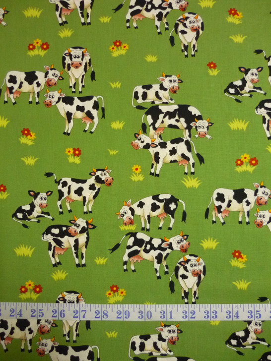 Farm Fun Cows in the Paddock Cotton Quilting Fabric