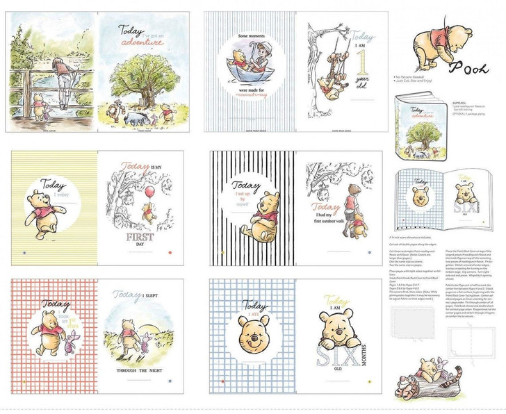 Disney Winnie the Pooh Classic Soft Book Cotton Quilting Fabric Book Panel