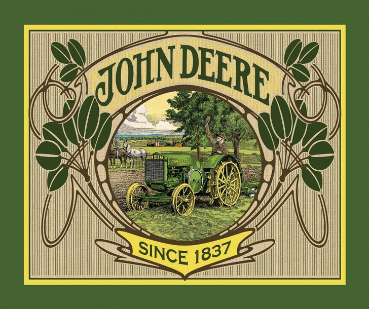 John Deere Since 1837 Retro Tractor Cotton Quilting Fabric Panel