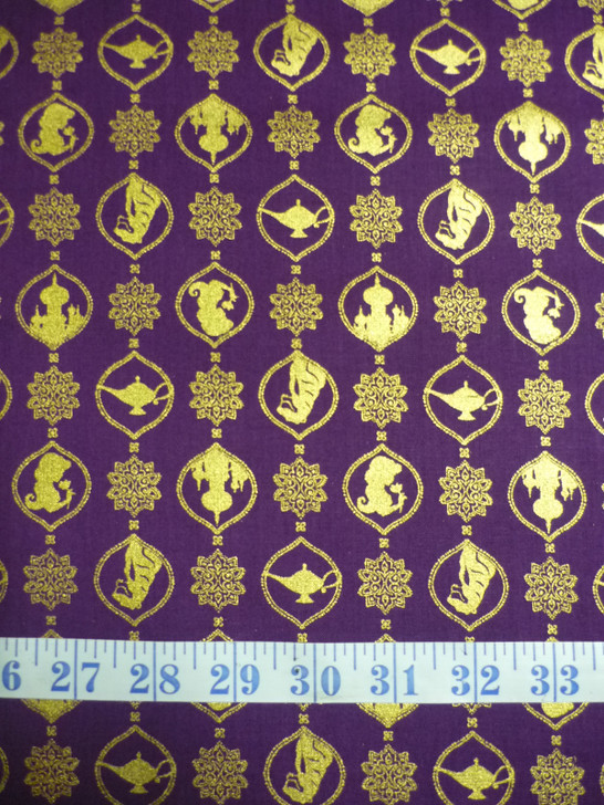 Disney Aladdin Damask Purple Cotton Quilting Fabric