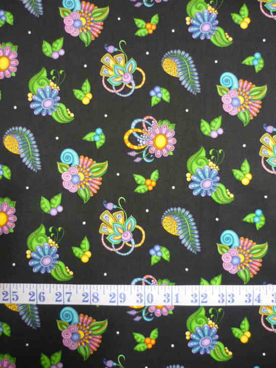 Festival Paisley and Floral Toss Cotton quilting Fabric