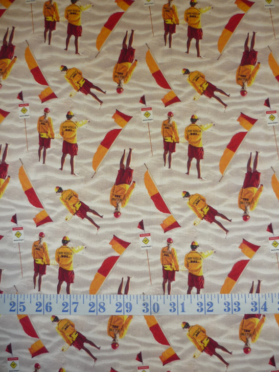 Outdoor Aussie Lifeguards Sand Cotton quilting Fabric