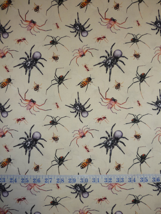 Dangerous Australia Insects Cream Background Cotton Quilting Fabric