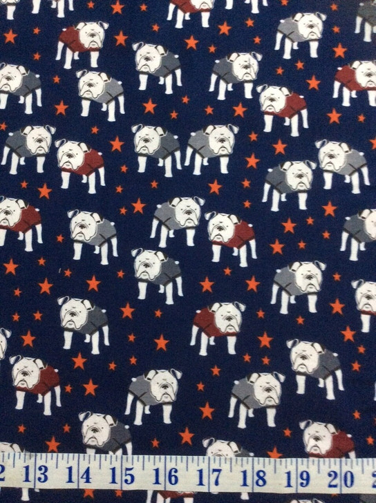 Bulldogs Hey Mister Main Navy Background Cotton Quilting Fabric