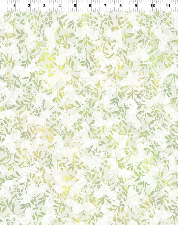In the Beginning Unicorn Leaves Green Cotton Quilting Fabric