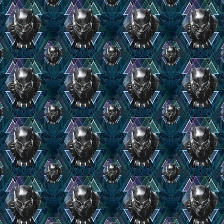 Marvel Black Panther Black Panther Head Toss Cotton Quilting Fabric