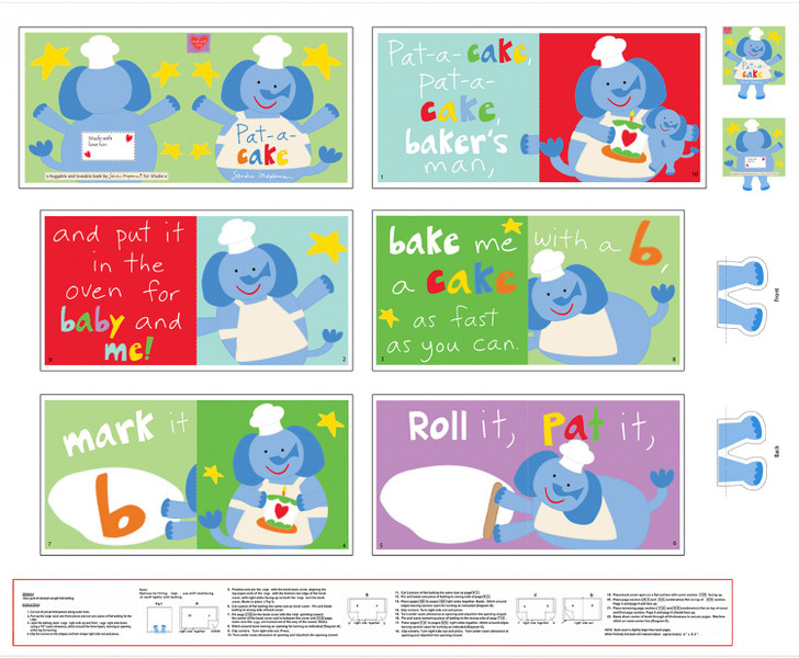 Huggable and Loveable Pat A Cake Cotton Quilting Fabric Book Panel