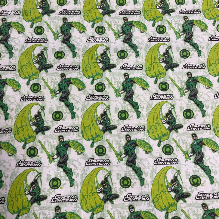 DC Comics Green Lantern Fear Nothing White Cotton Quilting Fabric