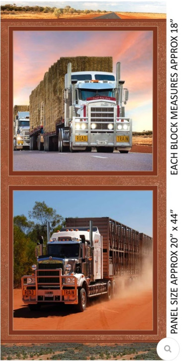 Trucks Road Trains Hay and Stock 1006A Cotton Quilting Fabric Panel