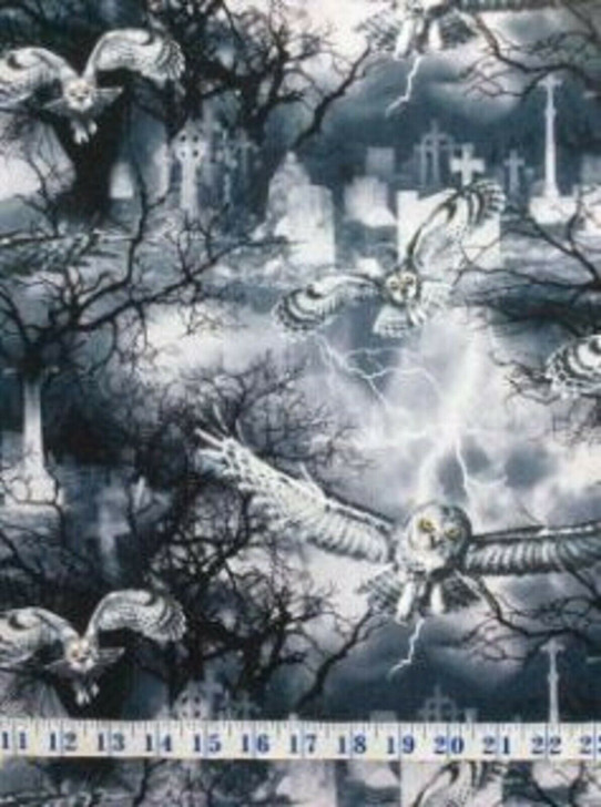 Halloween Wicked Fog Night Fog Owls Cotton Quilting Fabric