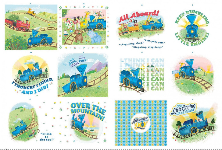 The Little Engine That Could Cotton Quilting Fabric Book Panel