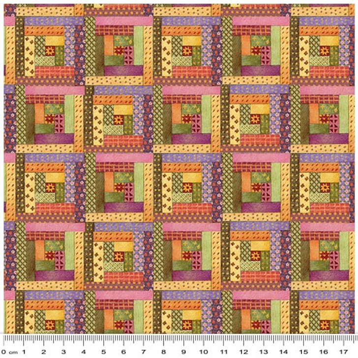 Cats n Quilts Log Cabin Cotton Quilting Fabric