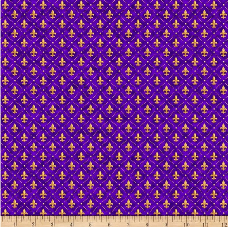 Mardi Gras Fleur Di Lis Purple 28446-V Cotton Quilting Fabric