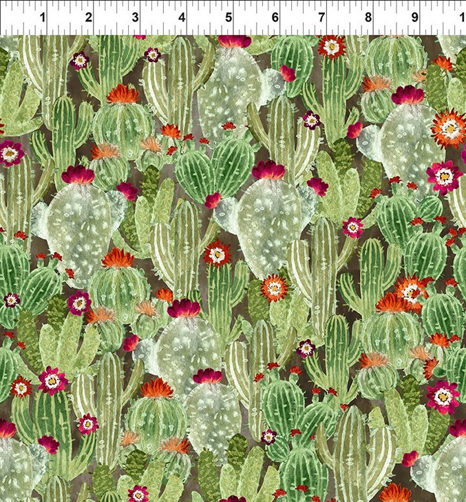 Southwest Green Cactus Large Cotton Quilting Fabric