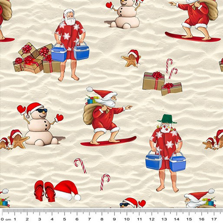 12 Days Of Christmas Downunder Australia Summer Santa  1012H Cotton Quilting Fabric